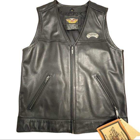 HARLEY-DAVIDSON MEN’S GENUINE LEATHER VEST | BLACK | SZ S | NWT - Picture 1 of 15